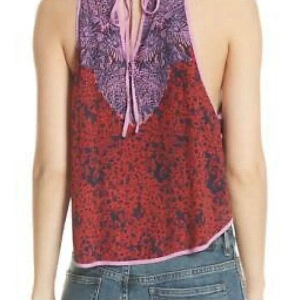 Free People Break Free Paisley Print Tie Back Tank